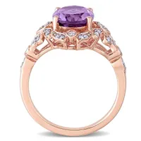 Julianna B 14K Rose Gold Amethyst and 0.20CTW Diamond Vintage Ring