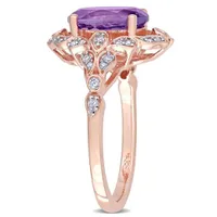 Julianna B 14K Rose Gold Amethyst and 0.20CTW Diamond Vintage Ring