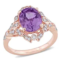 Julianna B 14K Rose Gold Amethyst and 0.20CTW Diamond Vintage Ring