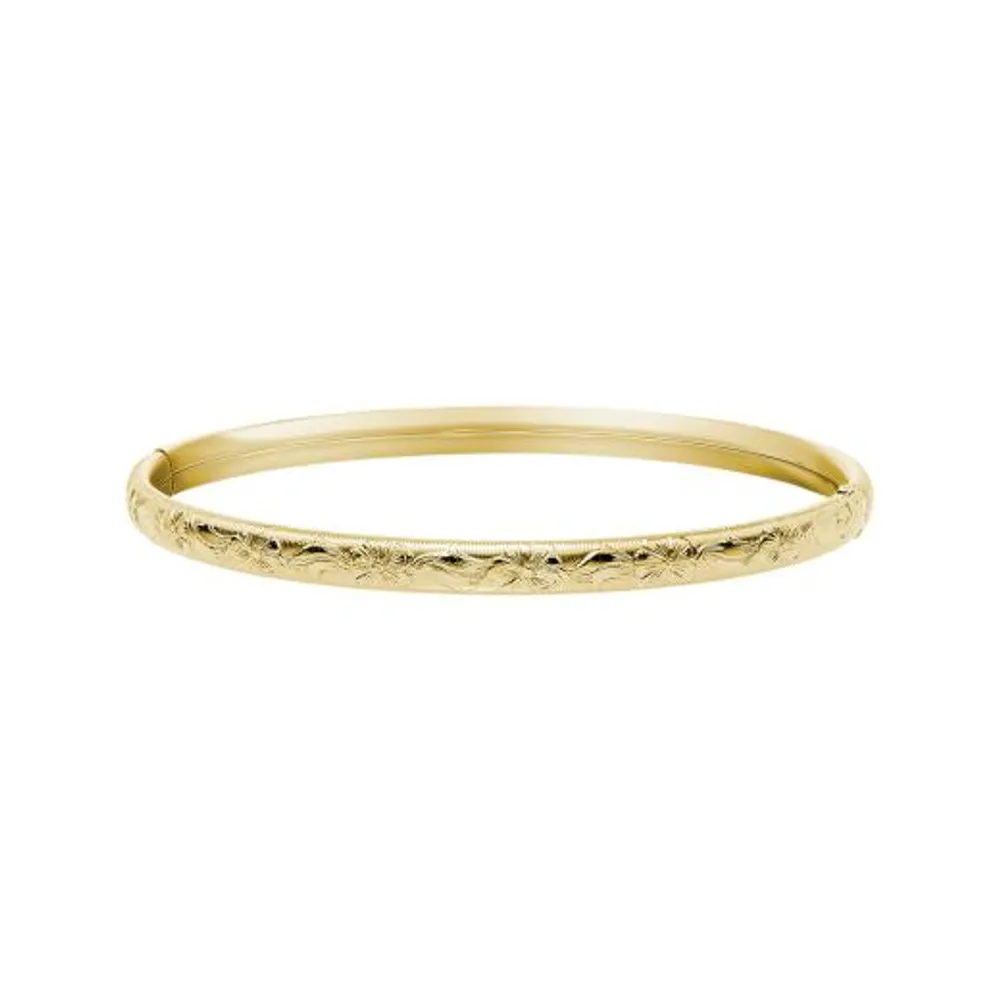 14K Yellow Gold Filled 5mm Floral Bangle