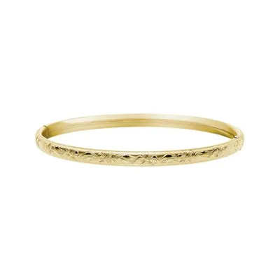 14K Yellow Gold Filled 5mm Floral Bangle