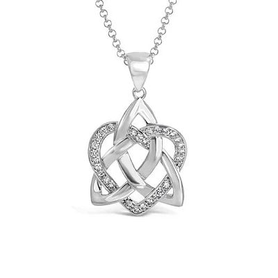 Sterling Silver 19" Cubic Zirconia Celtic Knot Heart