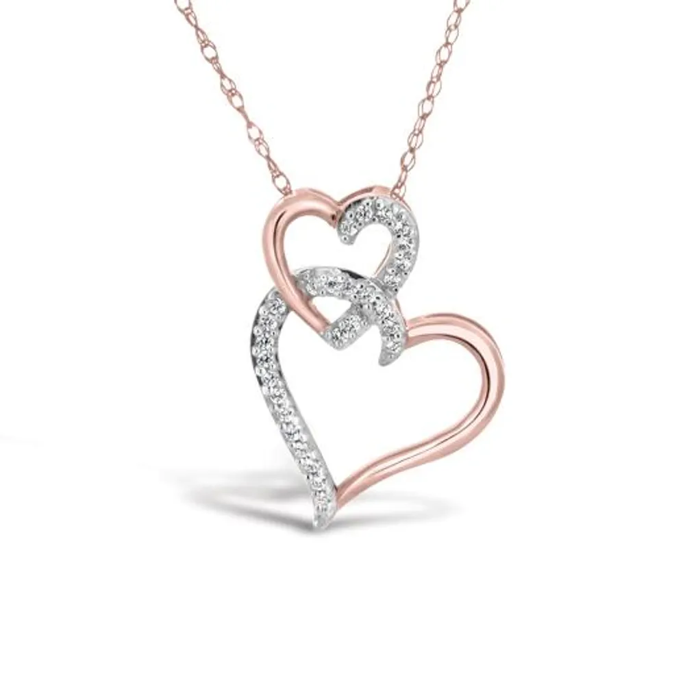 10K Rose Gold Diamond Heart Pendant