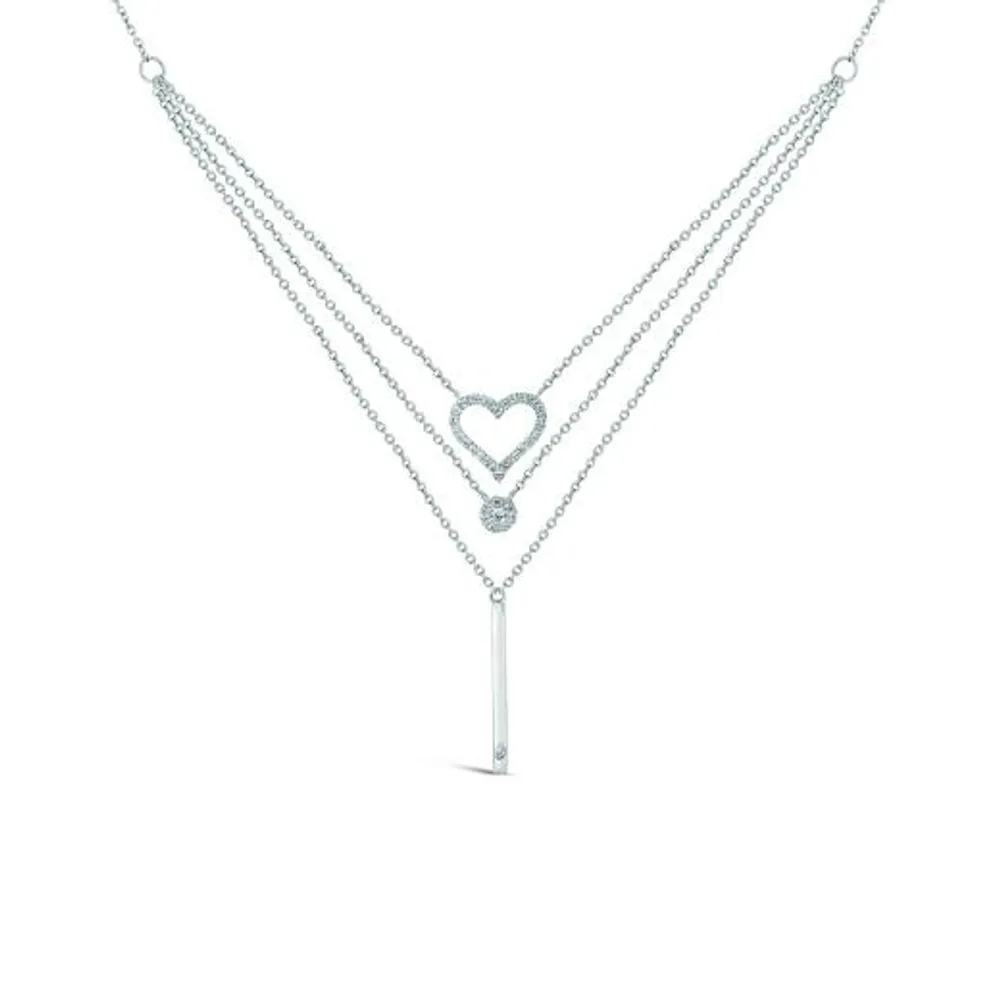 Sterling Silver Heart 0.16CTW Diamond Necklace