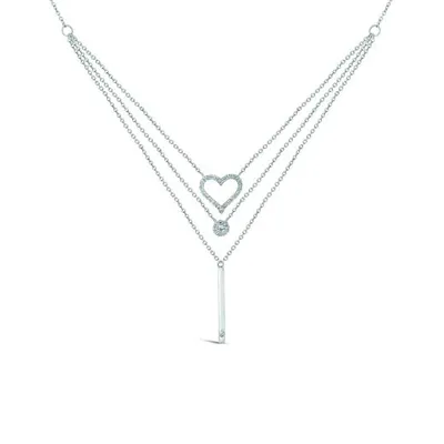 Sterling Silver Heart 0.16CTW Diamond Necklace