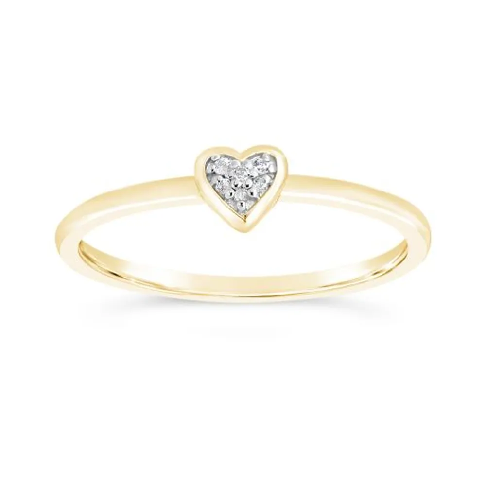 10K Yellow & White Gold Diamond Heart Ring