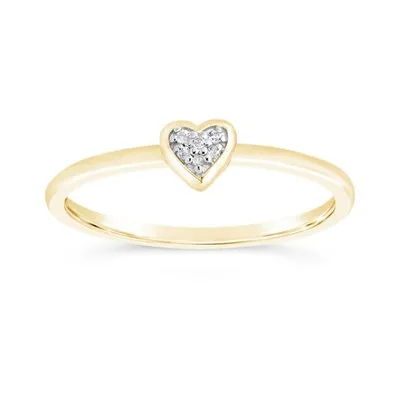 10K Yellow & White Gold Diamond Heart Ring