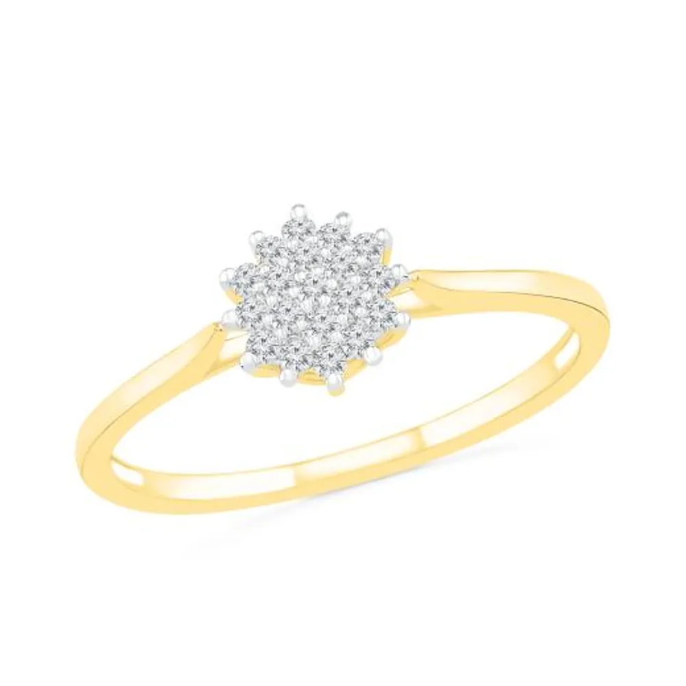 10K Yellow Gold Diamond Cluster Ring