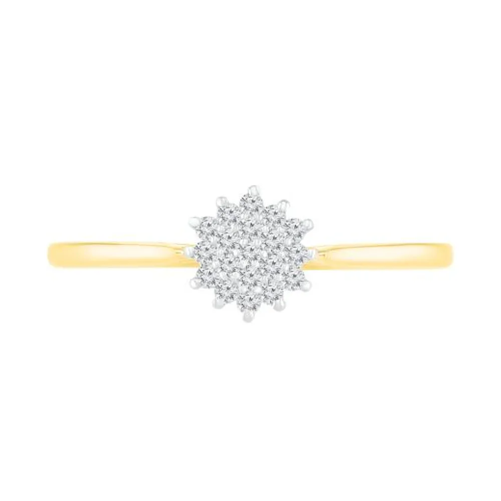 10K Yellow Gold Diamond Cluster Ring