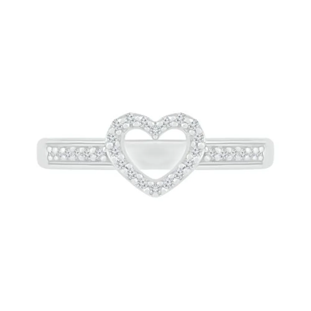 Sterling Silver Diamond Heart Ring