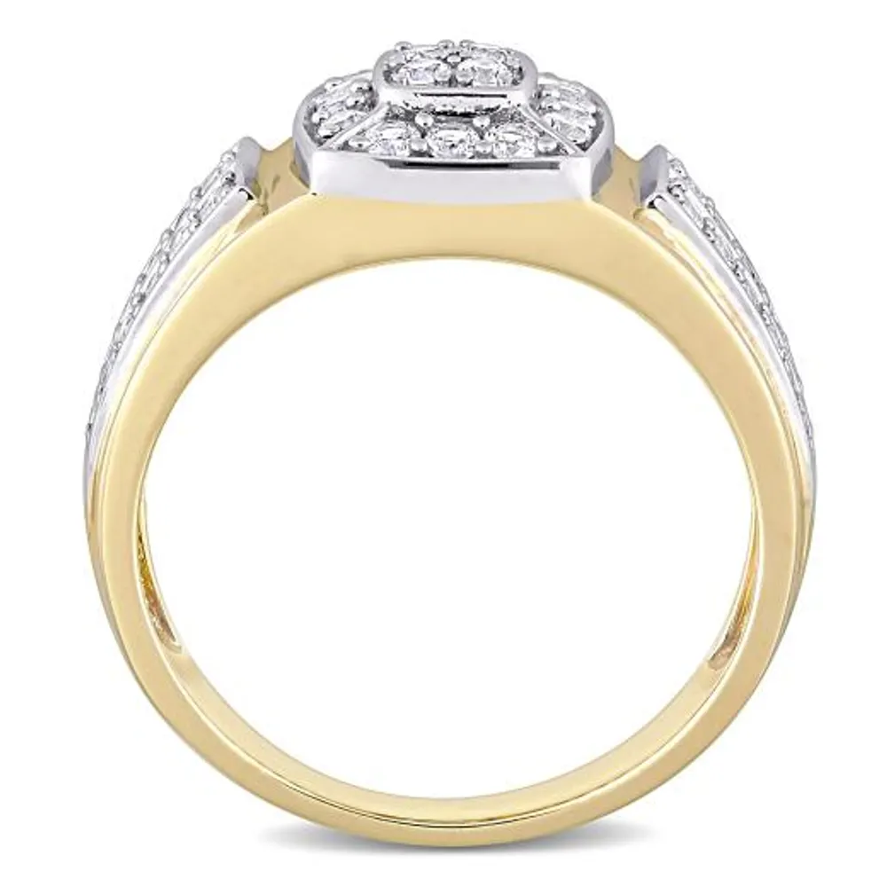 Julianna B 14K White & Yellow Gold White Sapphire Square Men's Ring