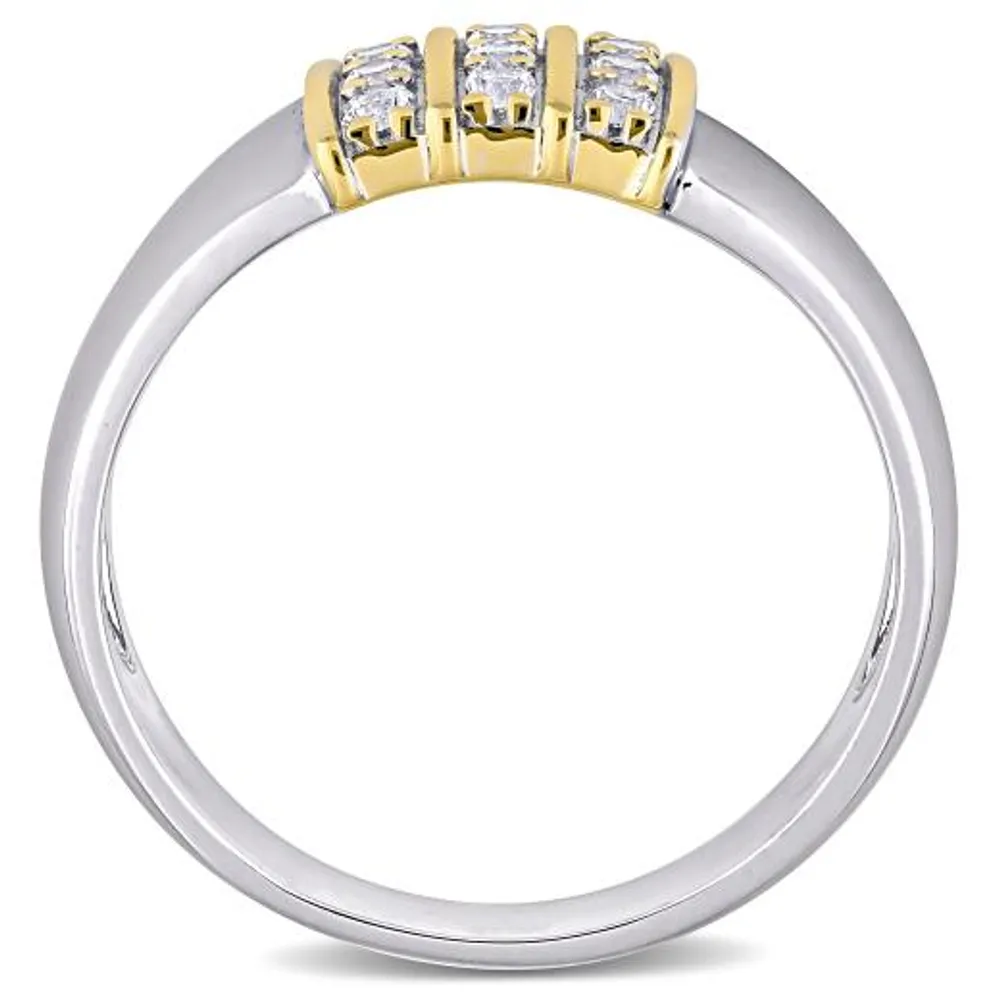 Julianna B 10K Yellow Gold and Sterling Silver Sapphire Men's Three Row Ring