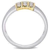 Julianna B 10K Yellow Gold and Sterling Silver Sapphire Men's Three Row Ring