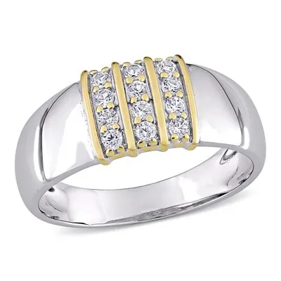 Julianna B 10K Yellow Gold and Sterling Silver White Sapphire Men's Ring