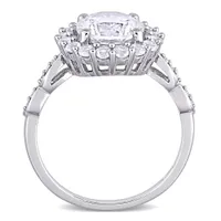 Julianna B 10K White Gold Created Sapphire & Diamond Engagement Ring