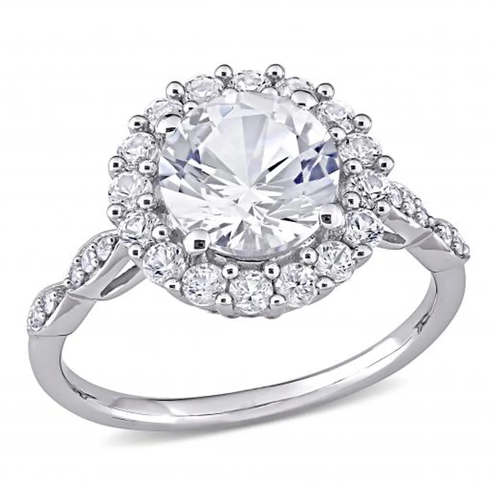 Julianna B 10K White Gold Created Sapphire & Diamond Engagement Ring