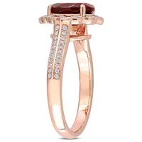 Julianna B 14K Pink Gold Garnet and Diamond Vintage Halo Ring