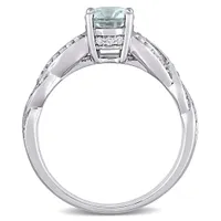Julianna B 14K White Gold Aquamarine and Diamond Infinity Ring