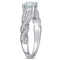 Julianna B 14K White Gold Aquamarine and Diamond Infinity Ring