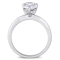 Julianna B 10K White Gold Pear Shape Created White Sapphire Solitaire Ring