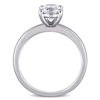 Julianna B 10K White Gold Oval Created White Sapphire Solitaire Ring