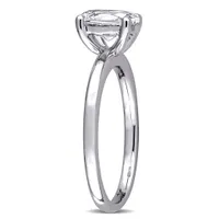 Julianna B 10K White Gold Oval Created White Sapphire Solitaire Ring