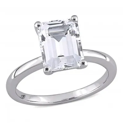 Julianna B 10K White Gold Created White Sapphire Solitaire Ring