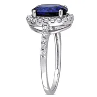 Julianna B 10K White Gold Created Blue & White Sapphire Engagement Ring
