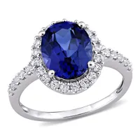 Julianna B 10K White Gold Created Blue & White Sapphire Engagement Ring