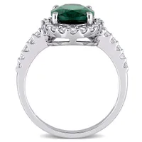 Julianna B 10K White Gold Created Emerald & Created White Sapphire Bridal Ring