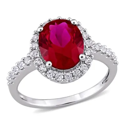 Julianna B 10K White Gold Created Ruby & Created White Sapphire Bridal Ring