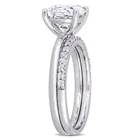 Julianna B 10K White Gold Cushion-Cut Created White Sapphire Bridal Ring Set