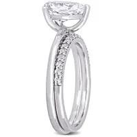 Julianna B 10K White Gold Pear Shape Created White Sapphire Bridal Ring Set