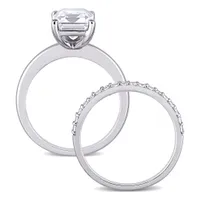 Julianna B 10K White Gold Emerald-Cut Created White Sapphire Bridal Ring Set