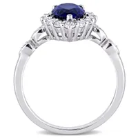 Julianna B 10K White Gold Created Sapphire & Diamond Accent Ring