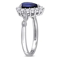 Julianna B 10K White Gold Created Sapphire & Diamond Accent Ring