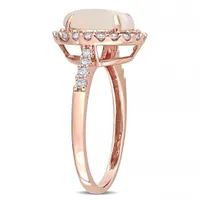 Julianna B 14K Pink Gold Opal and 0.42CTW Diamond Halo Ring