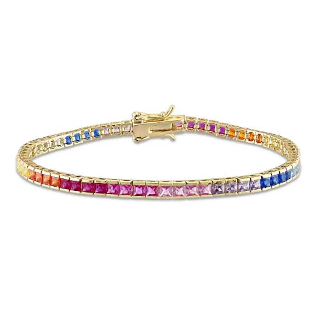 Julianna B Yellow Plated Sterling Silver Multi-Colour Cubic Zirconia Bracelet