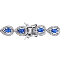 Julianna B Plated Sterling Silver Created Blue & White Sapphire Bracelet