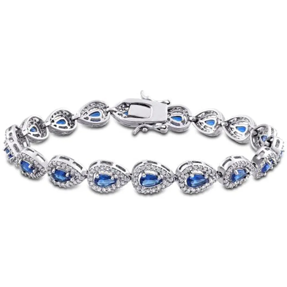Julianna B Plated Sterling Silver Created Blue & White Sapphire Bracelet