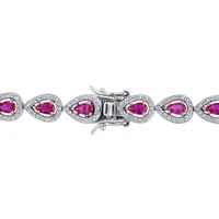 Julianna B Sterling Silver Red Cubic Zirconia & Created White Sapphire Bracelet