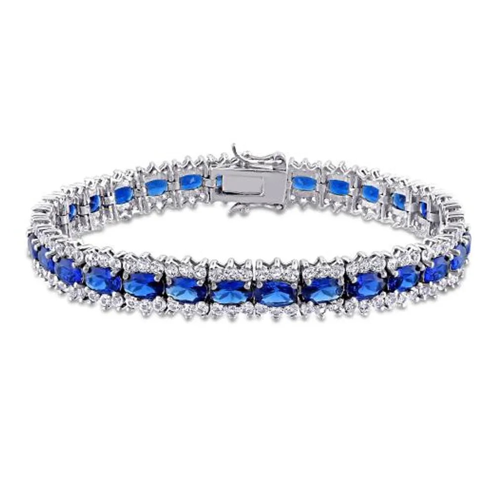 Julianna B Sterling Silver Created White Sapphire Tennis Bracelet