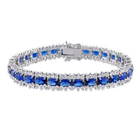 Julianna B Sterling Silver Created White Sapphire Tennis Bracelet