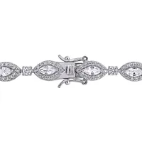 Julianna B Sterling Silver Marquise Created White Sapphire Bracelet