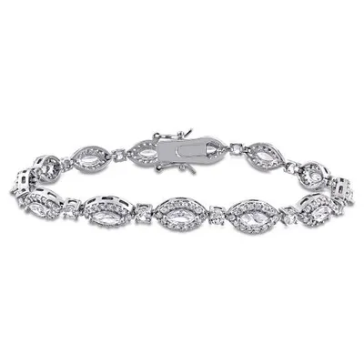 Julianna B Sterling Silver Marquise Created White Sapphire Bracelet