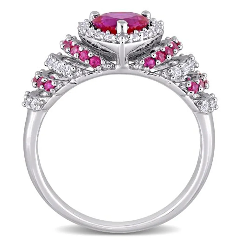 Julianna B Sterling Silver Created Ruby & Created White Sapphire Heart Ring