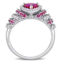 Julianna B Sterling Silver Created Ruby & Created White Sapphire Heart Ring