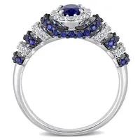 Julianna B Sterling Silver Created Blue & Created White Sapphire Oval Ring