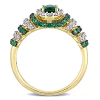 Julianna B Yellow Plated Sterling Silver Created Emerald & Created Sapphire Ring