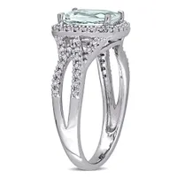 Julianna B 10K White Gold Aquamarine & 0.174CTW Diamond Ring